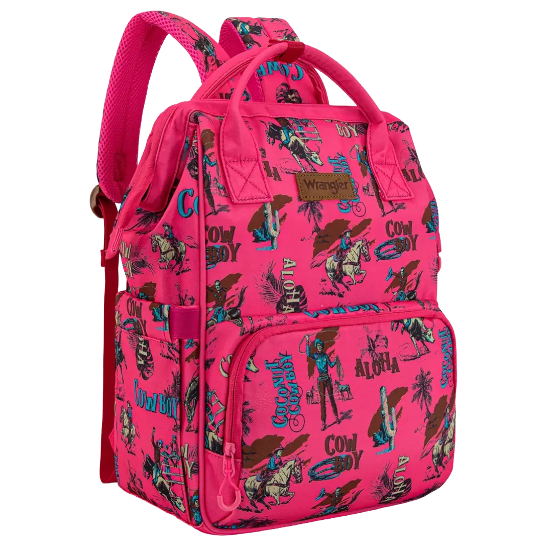 Wrangler Cowboy Printed Dark Pink Callie Backpack/Diaper Bag WG2204-91102DPK