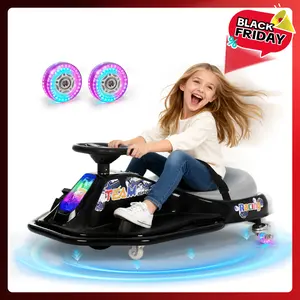 [Live] Sophia & William 24V Electric Wiggle & Drift 2-in-1 Go Kart with Light-Up Rear Wheels, 9.3 MPH Drifting Kids Ride On Car,  Ages 3+, with Slow Start, Flashing Wheels, Front Lights, Bluetooth Music, and Safety Harness, Gift for Boys & Girls