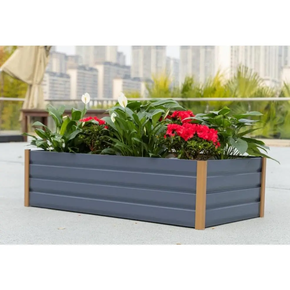 Garvee Metal Raised Bed 120 x 60 x 40 cm, Plant Bed made of robust steel sheet in gray, Stable & Rust-Protected, Durable – Ideal for Garden, Vegetables, Herbs & Flowers
