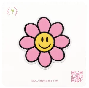 PINK FLOWER EMBROIDERY PATCH