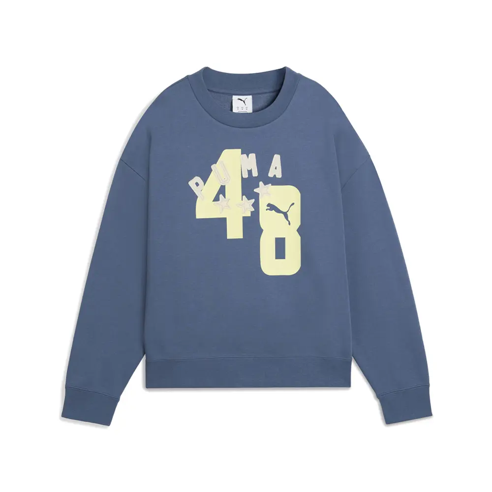 PUMA Womens Essentials Double Crew Neck Sweatshirt Casual - Blue