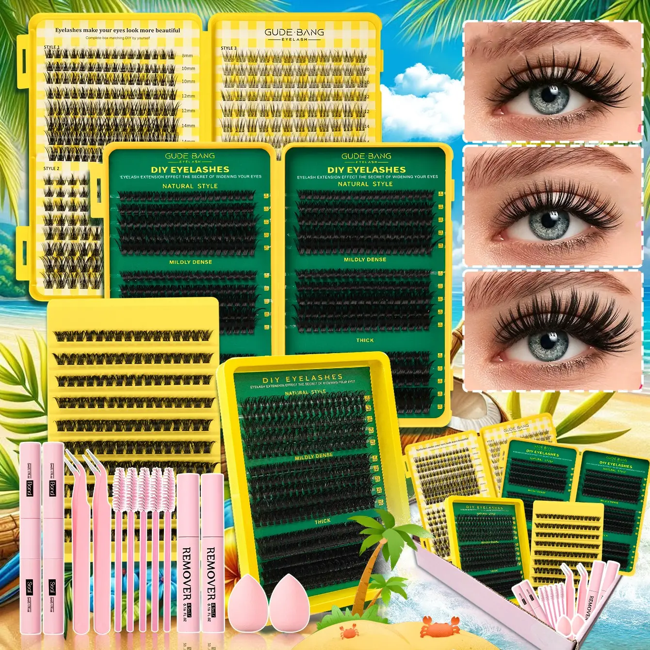 Mixed Length Individual False Eyelashes Kit, DIY Eyelash Extensions, Natural-Looking Eyelash Extensions with Accessories, Self-Grafting Curling Lashes for Women, Cosmetic Makeup Products