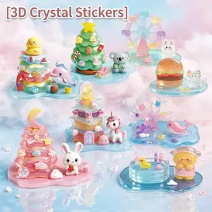 3D Crystal Sticker Puzzles – 8 Themes – Use as Stickers, Standalone Desk Decor, or Buildable Sensory Craft – Cute Mini Figurines for Laptop, Bottle, Bookshelf – Great Gift for Girls, Boys, Adults