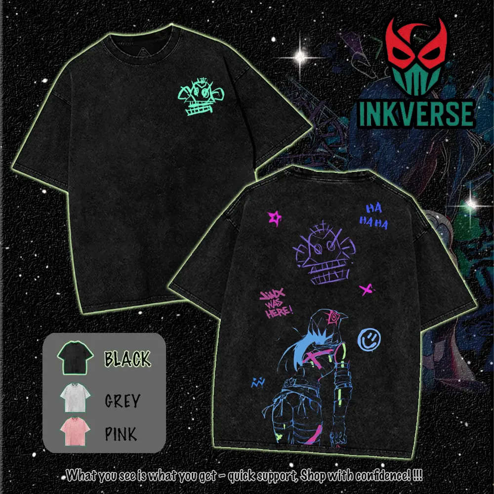 Retro Vintage Jinx x Powder Arcane: League of Legends v2 Washed T-shirt Game Cotton, FPS, Game Lover Unisex Shirt Gift for Him Her Y2K Hoodie Sweatshirt