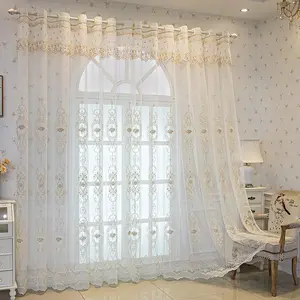 Modern Luxury European Embroidered Sheer Curtain Panel, Elegant Hollow Out 3D Stitched Window Drapes for Living Room, High-End Home Decor, Home Textile