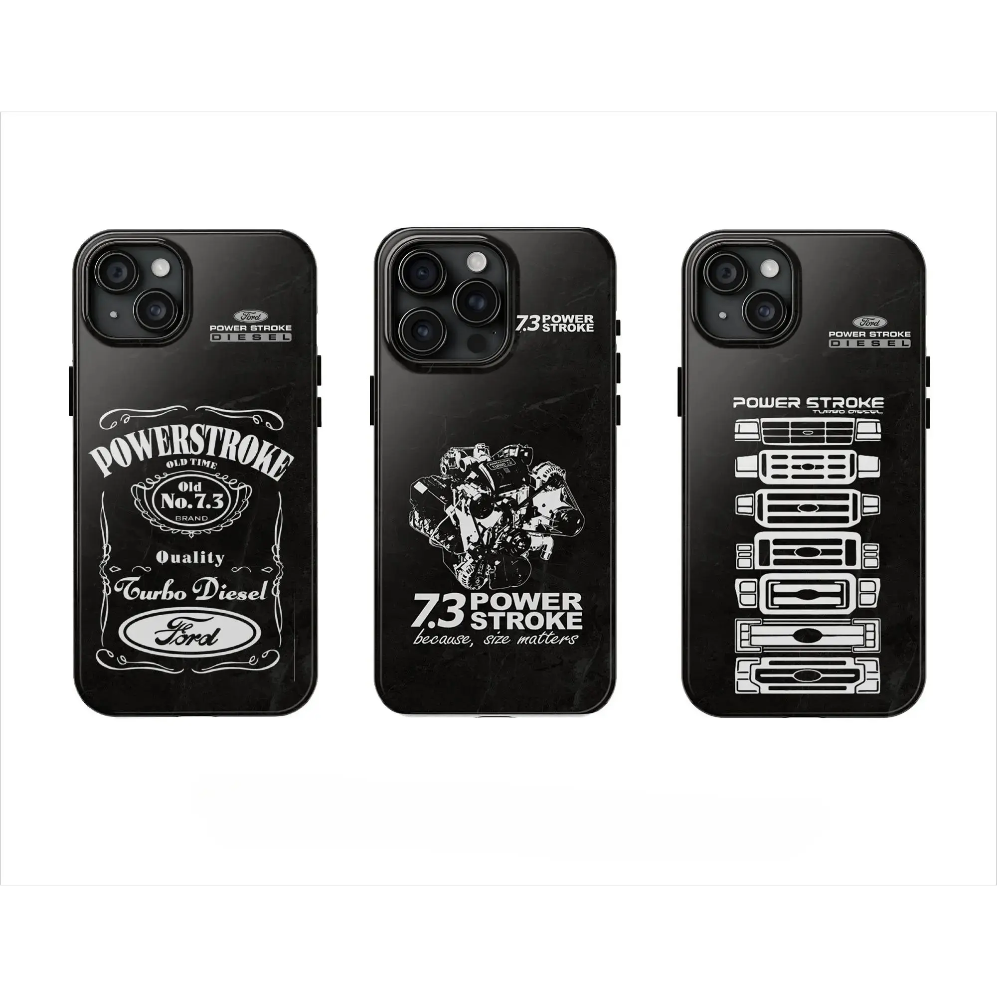 7.3 Diesel Power Engine Classic Turbo Truck Polycarbonate 2-In-1 Drop-Resistant Shockproof Mobile Phone Case for Multi-Model iPhone (17 ProMax/16/15/14/13/12/11 Plus) & Samsung Phones, Suitable for Men/Women