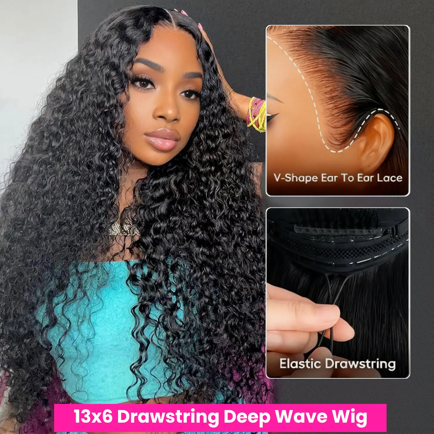 13x6 Drawstring Deep Wave Wig