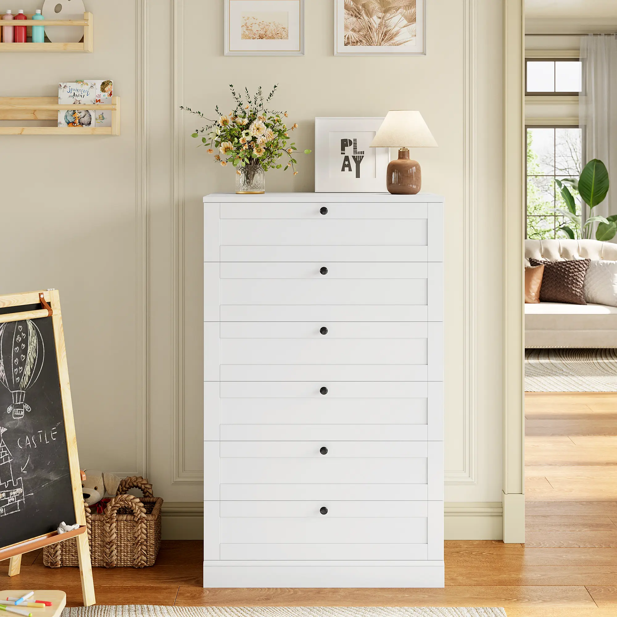 tall 6 drawer chest dresser Tall Dresser 6 drawers and panel sides x6610p main image 1