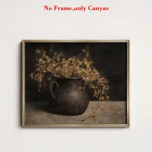 1pc, wall art, vintage poster, Vintage Prints, rustic dark floral autumn art print, rustic dark floral autumn canvas painting, fun decorations for bedroom decor, living room aesthetic design, gift for friends, unframed