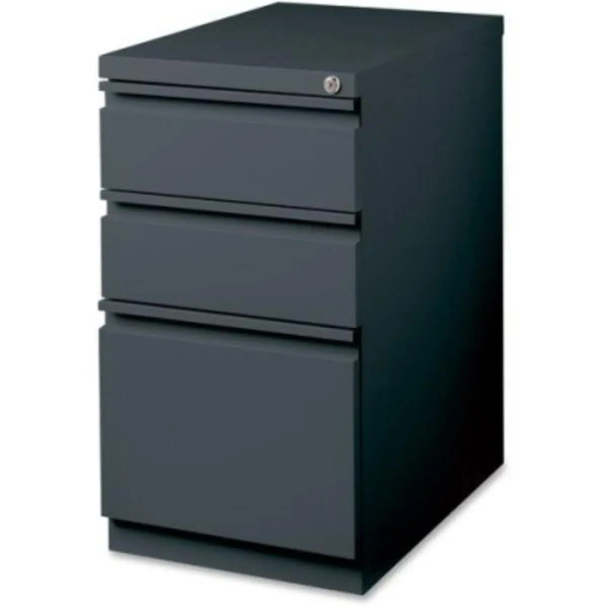 3-Drawer 20 in. Charcoal BBF Mobile Pedestal Filing Cabinet - ANSI/BIFMA Standards, 19.9" Depth, Easy Office Movement, Fully Assembled