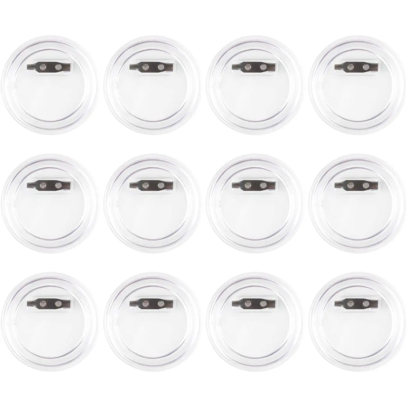 12 Pack  Button Pins Badge Clear Buttons Pins for Crafts DIY Button Pin Craft Supplies Button Maker Make Your Own Badges Blank Picture Button Round Photo Button Custom Button Pins Kit