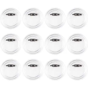 12 Pack  Button Pins Badge Clear Buttons Pins for Crafts DIY Button Pin Craft Supplies Button Maker Make Your Own Badges Blank Picture Button Round Photo Button Custom Button Pins Kit
