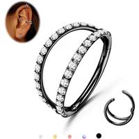 Black-CZ Double Hoop