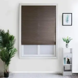 2 Pack Temporary Blackout Blinds for Window, Self Adhesive Pleated Blinds Cordless No Drill Fabric Blinds Room Darkening Shades Blackout Shades for Bathroom Kitchen Office, 60*150cm(W*L)-2pcs