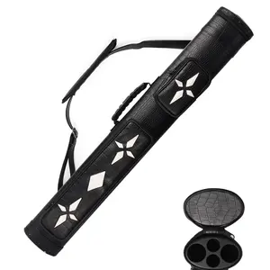 2x2 Deluxe Hard Billiard Pool Cue Stick Carrying Case with Adjustable Strap & Zippered Pockets for Accessories