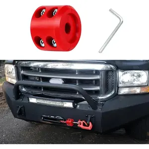 Winch Cable Hook Stopper for ATV UTV SUV ORV, Rubber Rope Line Saver, Bump Shock Saver Dampener with Stainless Steel Screw and Nut, Cable Saver Hook Stopper Prevent Bouncing Fraying (Red)