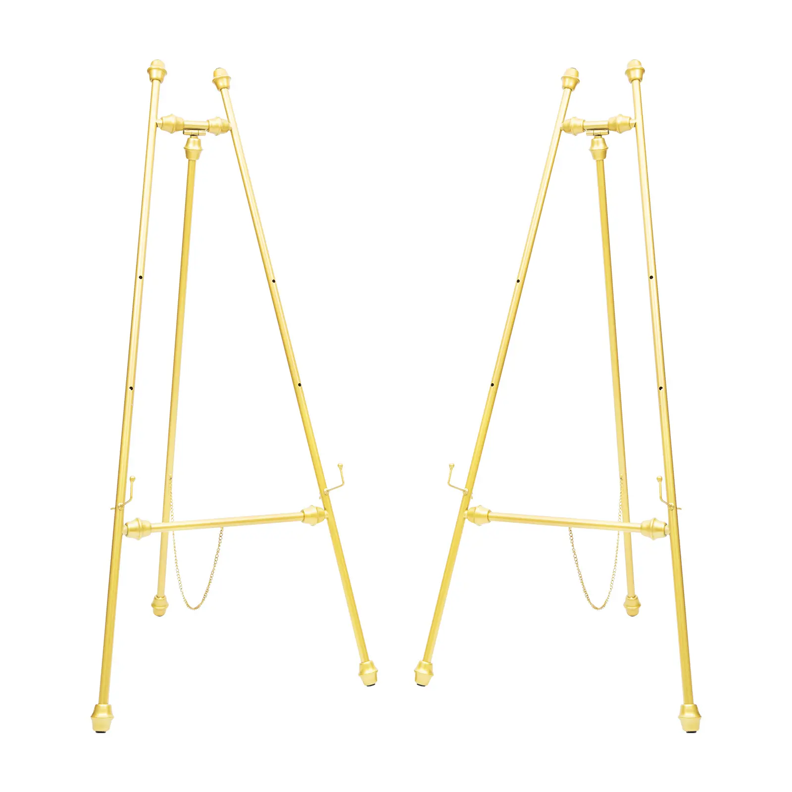 2-Pack Gold Heavy-Duty Floor Easel Stands, 11lbs Capacity, 46.5in Tall 2-Piece Set, Scratch-Proof Wedding Sign Art Display Poster Holder Home Organizer Storage Rack, Two Piece Set