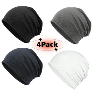 4-Pack Cooling Skull Caps for Men& Women- Breathable 3D Mesh Running Caps for Cycling, Gym& Summer& Winter