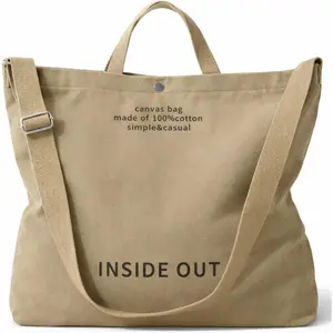 Large Tote Bag for Women, 16oz Cotton Canvas Shoulder Bag, Large Capacity Casual Tote with Adjustable Strap