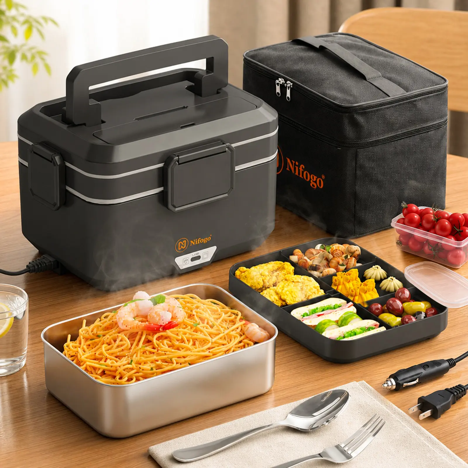 Electric Lunch Box,Portable Food Warmer for Cars,Trucks,Home Work Adult Food Warmer,Leak Proof,100W Fast Heating,110V/12V/24V