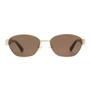 innsol Premium Oval Sunglasses for Women – Trendy Fashion Shades, Lightweight Gold Metal Frame, Brown UV400 Lenses for Travel, Beach, Streetwear & Everyday Wear | Bate 310101