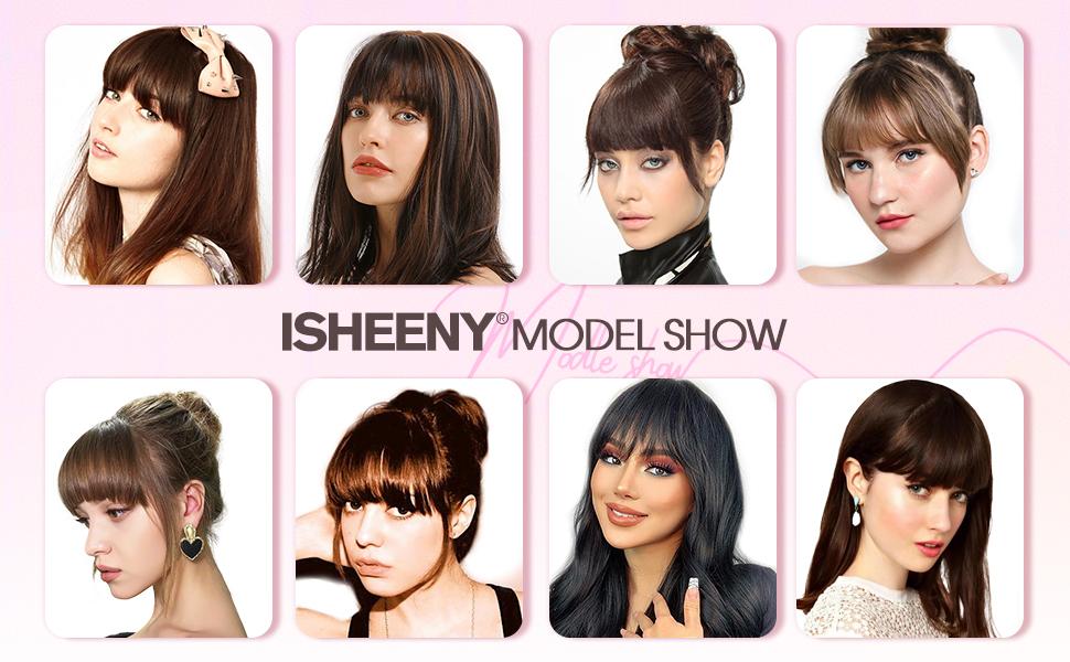 Human Hair Clip in Bangs - Volumizing & Length-Enhancing Fake Bangs, 6Inch Straight Style with Sideburns, Easy to Dye/Style/Trim, Breathable Net for All Face Shapes