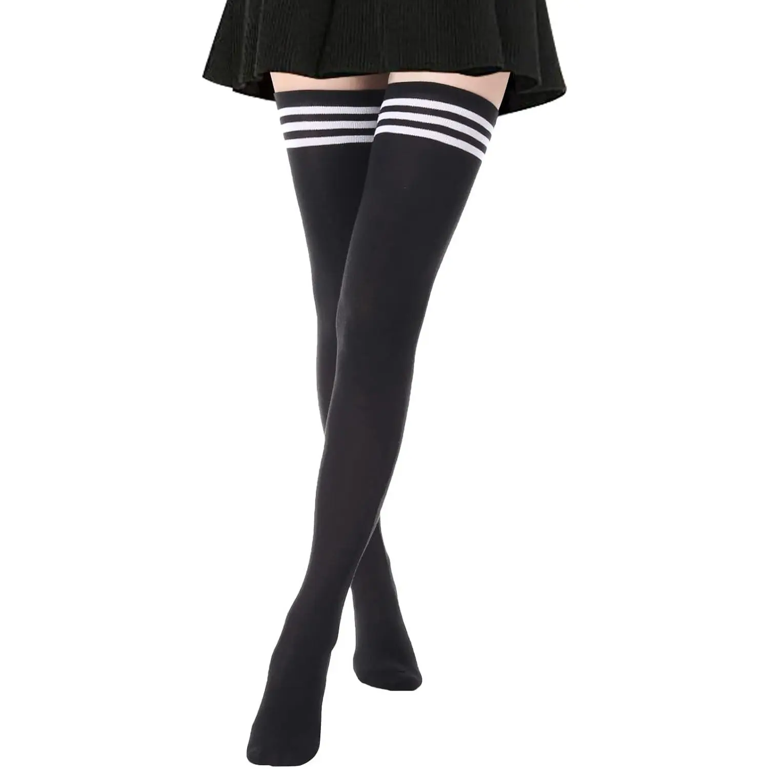 Women's Extra Long Striped Over-Knee Thin High-Thigh Socks for Girls - School, Cosplay, Workout, Preppy Style Stockings, Skinny, Uniform, Skirts, Fit, Casual