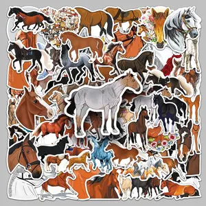 Horse Pattern Sticker, 100pcs/set Creative Animal Pattern Decorative Sticker, DIY Decals for Water Bottle, Laptop, Phone Case, Scrapbooking, Journal Making, Screen Protector