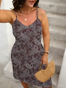 Plus Size All-Over Printed Dress, Loose Fit Sleeveless Design, Ideal for Daily Wear & Parties, Fashionable Casual Style