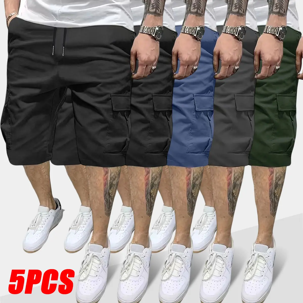 Men's Outdoor Shorts 8" Inseam – Quick Dry & Breathable, Multi-Pocket Summer Shorts for Hiking, Camping, Running – Elastic Drawstring