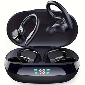 MSHUKCOE Bluetooth Headphones Wireless Earbuds With Charging Case Digital Display Sports Ear buds with Earhook Premium Deep Bass IPX5 Waterproof Over-Ear Earphones for TV Phone Laptop