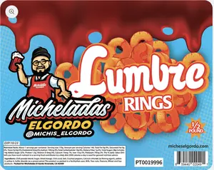 MICHIS EL GORDO LUMBRE RINGS   PEACH RINGS WITH CHAMOY  HALF A POUND Snack Crispy