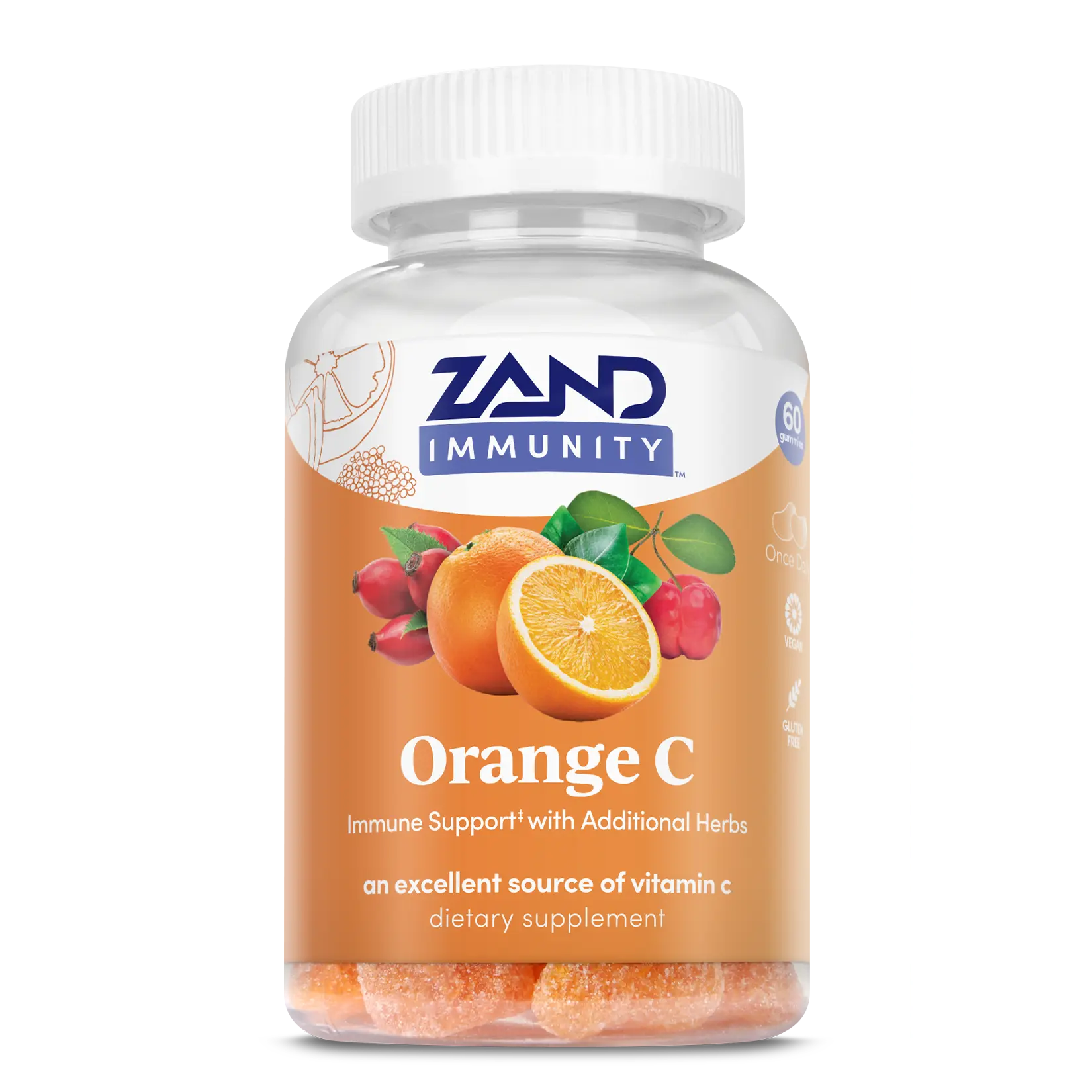 ZAND Orange C Gummies - 270 mg Vitamin C per Serving, Vegan & Gluten-Free, Immune Support with Bioflavonoid Blend, Healthcare Supplement