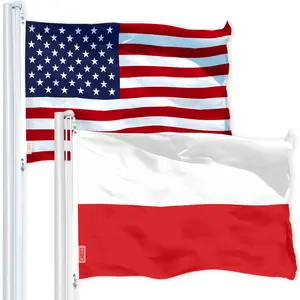 G128 Combo Pack: USA  3x5 Ft 150D Printed Stars & Poland (Polish) Flag 3x5 Ft 150D Printed