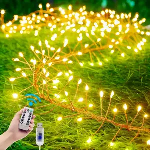 Remote Control USB-Powered Fairy Light String | 8 Lighting Modes, Firework LED Strip Lights, Led Dimmable, 50/100 Copper Wire Firefly Lights for Wedding, Christmas Tree, Wreath, Bedroom, Living Room, Garden, Halloween Decorations