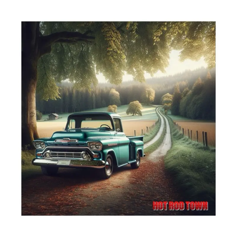Hot Rod Town Old Chevy Truck in the Country 28x28 Inch Low Gloss Print Nostalgic Vintage Decor Poster
