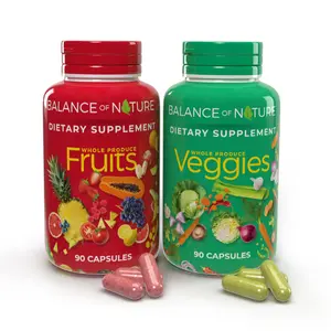 Balance of Nature Fruits & Veggies Supplements - Whole Fruit and Vegetable Ingredients - 90 Fruits Capsules, 90 Veggies Capsules
