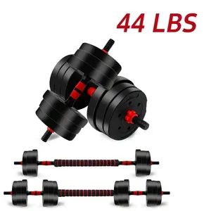 new44lbs Free Weight Set With Connector, Adjustable Weights Dumbbells Set Used As Barbell, Push Up Stand, Ergonomic Grip, Anti-Slip For Home Gym, Men & Women Fitness Exercises