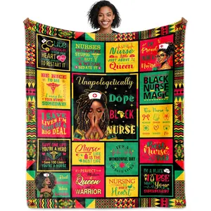 1pc Gifts for female nurses, African American nurse blankets, Nurses' Week gifts, nursing gratitude gifts for birthdays, graduations, retirements, Christmas gifts for practicing nurses, registered nurses (flannel blankets), Lightweight Cozy Blanket
