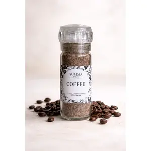 Summa Salts Coffee Salt - Kosher Sea Salt & Real Espresso Beans refillable grinder 3 oz