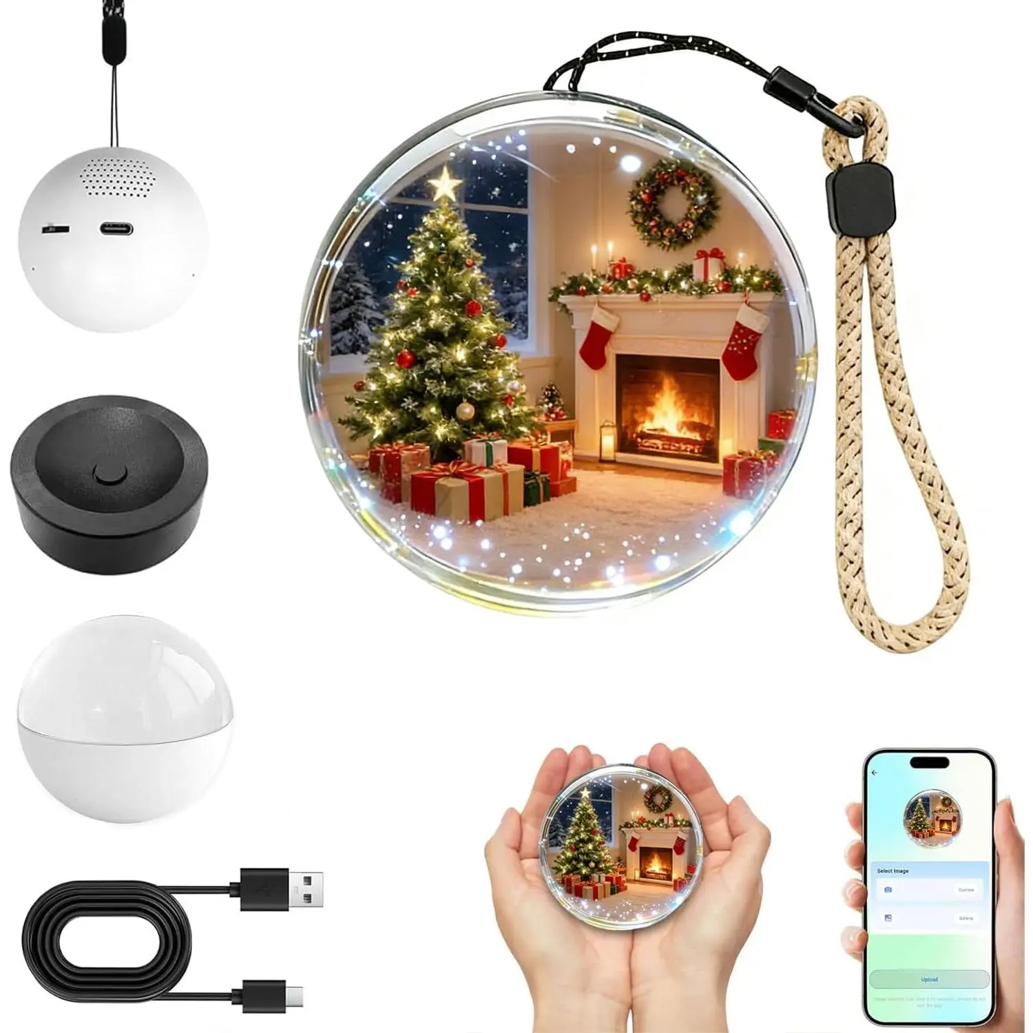 3D Crystal Ball WiFi Video Player with Digital Display, 180° Immersive Viewing Experience, ABS+Glass Build, Battery-Powered, Romantic Birthday/Anniversary Gift for Loved Ones