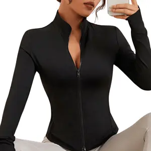 Kabuer Zip Up Women's Athletic Jacket with Matching Thumb Holes and Pocket - Lightweight and Breathable Fabric for Yoga and Running Sports Outerwear