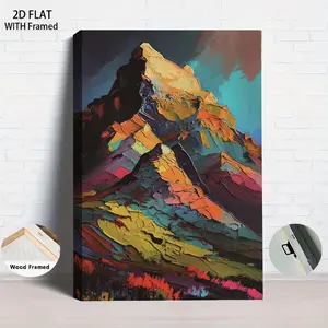 1Pcs Framed 2D Flat Modern Abstract Mountain Canvas Wall Art Framed Painting Thick Texture Oil Painting Style Home Decor Artwork Nordic Living Room Bedroom Dining Room Wall Decor Home decor Wall art