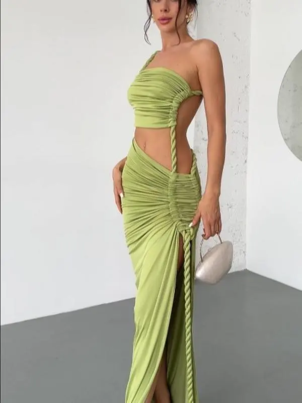 chinese dress ladies BY CLAUDE Black 2 Piece Casual Maxi Dress with Bralette Top Set – Modish X  Co. (Miss Modish Boutique)