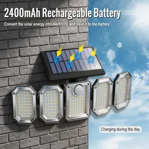 Outdoor Motion Sensor Light, 5 Head Solar Light, 300 LED Solar Light, Outdoor Wireless Floodlight, Motion Sensor, 270° Street Lighting Range