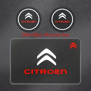 3Pcs/set car badge logo emblem silicone car water cup slot 2Pcs water coaster instrument panel silicone 1Pcs anti-slip dustproof mat car interior decoration car accessories universal suitable for Citroen Citroen C4 Cactus C5 C3 C6 C1 VTS Berlingo C2 Aircr