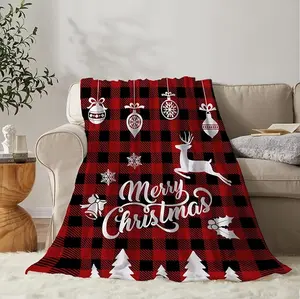 Christmas Blanket for Single Bed - Christmas Blanket for Couch, Sofa Bed - Soft Lightweight Fuzzy Fleece Blanket - Christmas Decorative Blanket for Winter