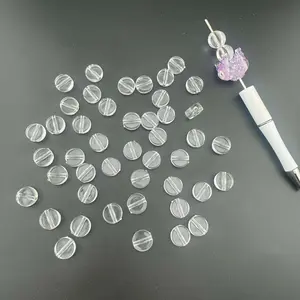 13mm Transparent Round Plate Straight Hole Bottom Bead Diy Beaded Pen Diy Mobile Phone Chain Handmade