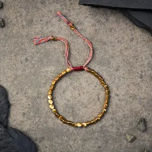 Tibetan Copper Bead Bracelet Red String Lucky Rope Design Adjustable for Women Men Perfect Christmas Birthday Gift