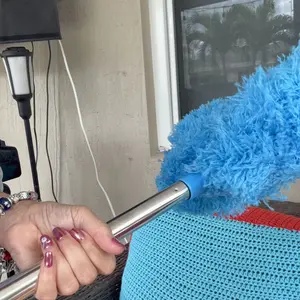 Ceiling Fan Cleaner Duster with Extension Pole1 Set Dust Removal Brush, Removable and Washable Microfiber Ceiling and Fan Duster, Interior Reusable Kitchen CleaningSupplies,Home Care Supplies,Householdltems,House Cleaning Tools Extendable Handle Qjdz-Blue